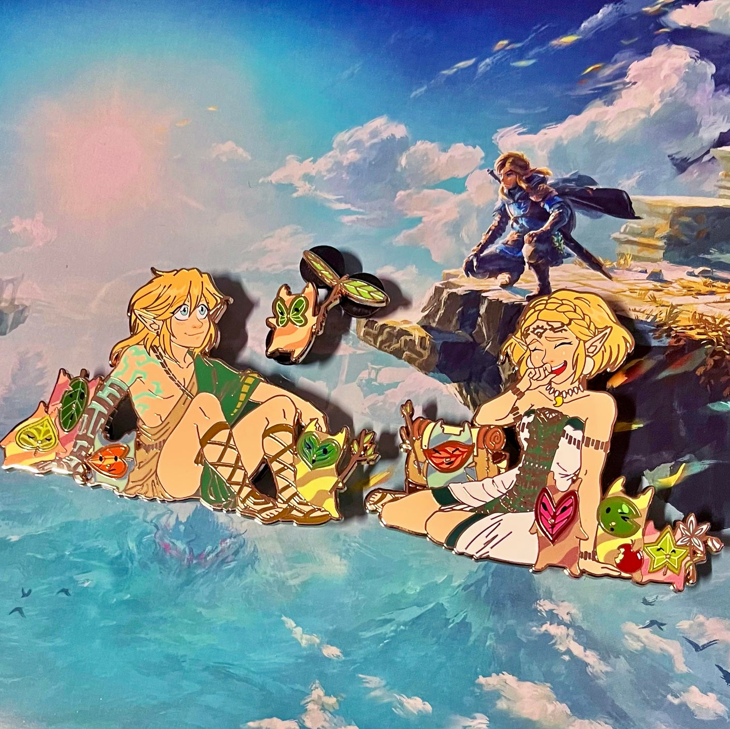Link & Zelda with Koroks hard enamel pin SET - PREORDER