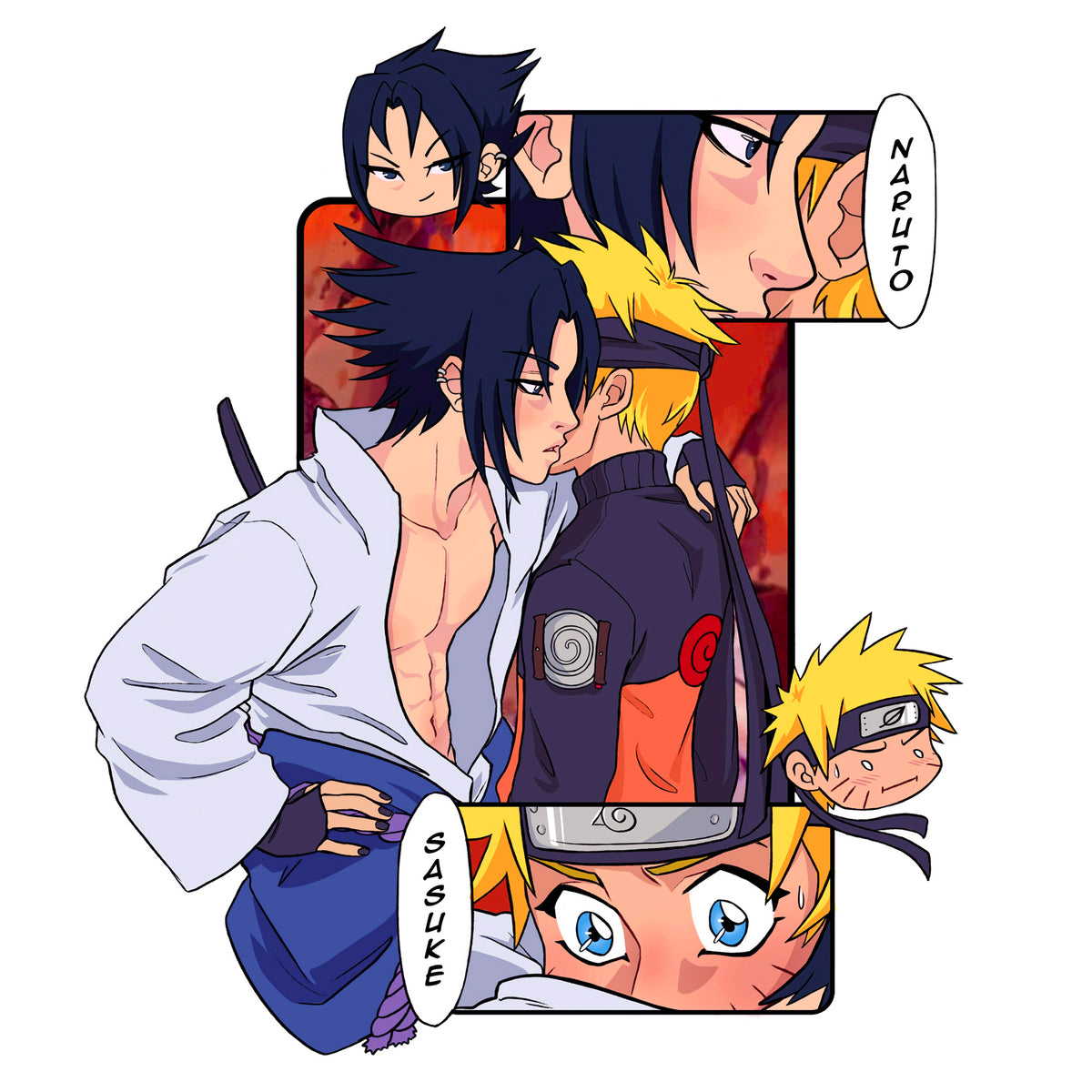SasuNaru panel hard enamel pin - PREORDER