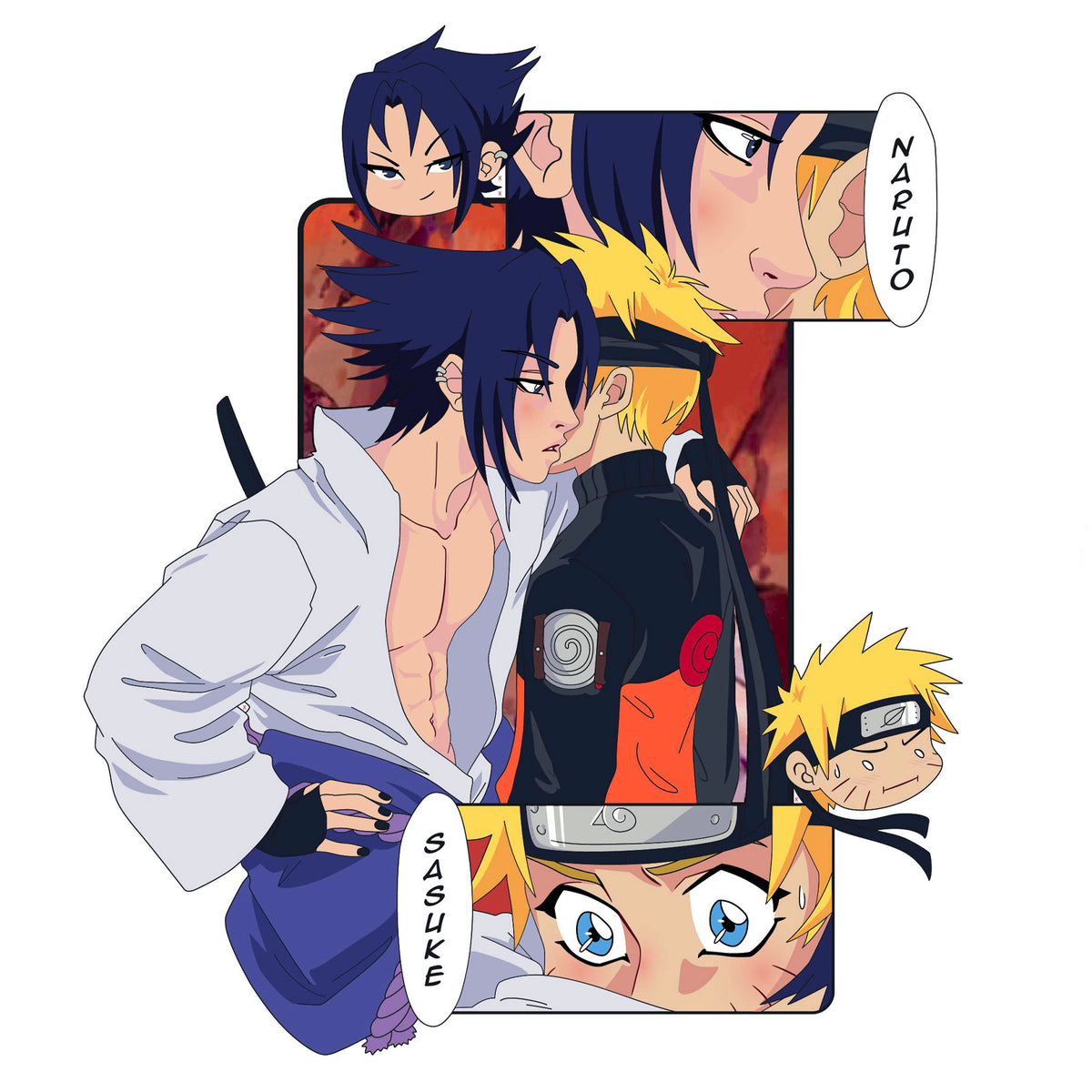 SasuNaru panel hard enamel pin - PREORDER