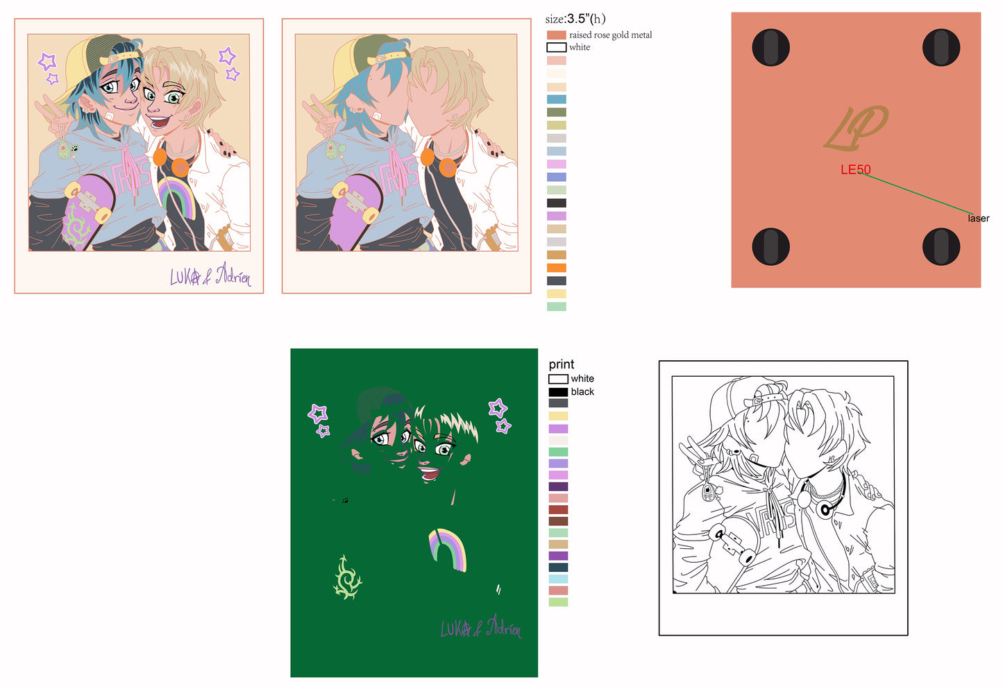 90s Polaroids: Luka & Adrien hard enamel pin - PREORDER