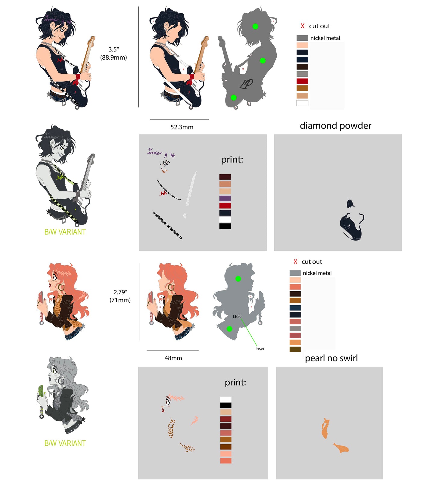 Mitsuki & Aya hard enamel chained pin SET - PREORDER