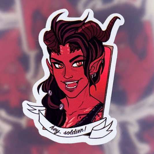 BG3 Companions: Karlach cut-out vinyl sticker 4x2cm
