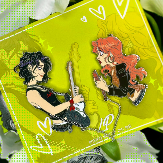 Mitsuki & Aya hard enamel chained pin SET