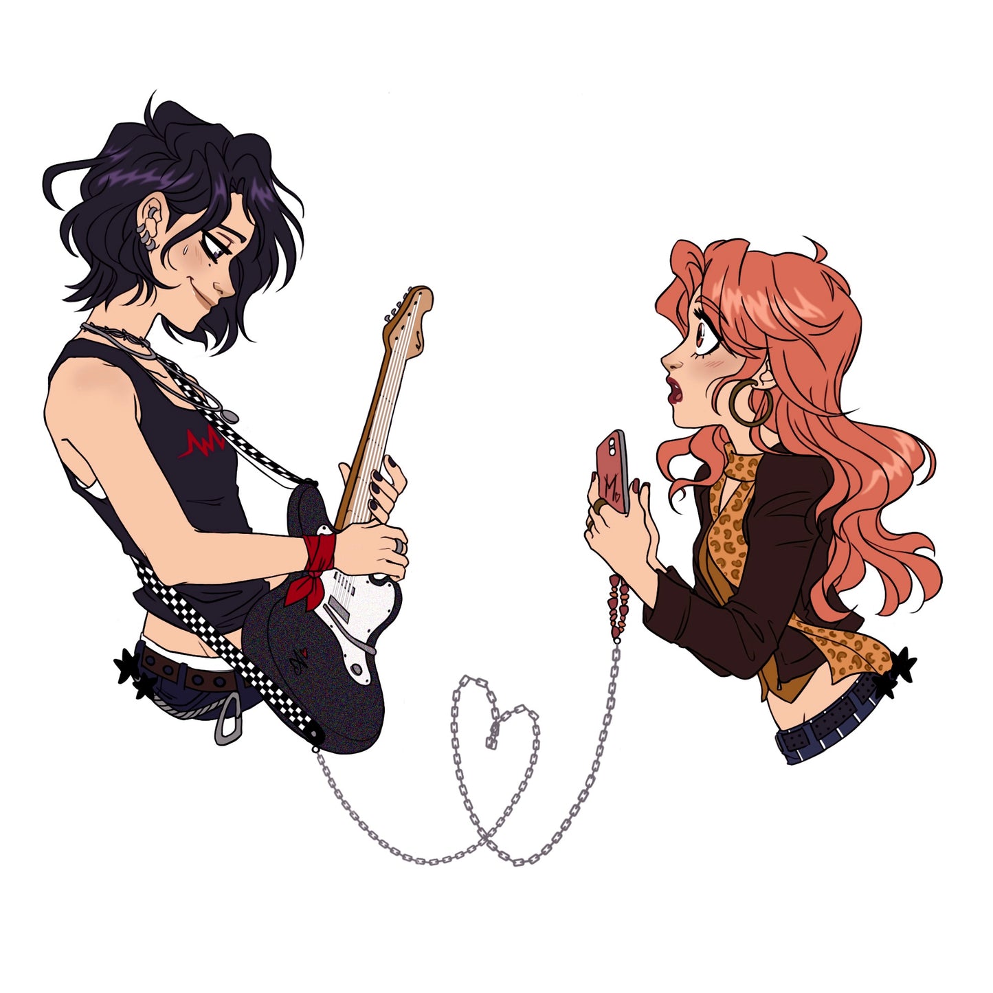Mitsuki & Aya hard enamel chained pin SET - PREORDER