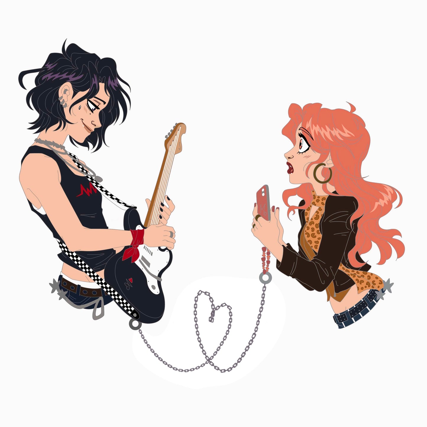 Mitsuki & Aya hard enamel chained pin SET - PREORDER