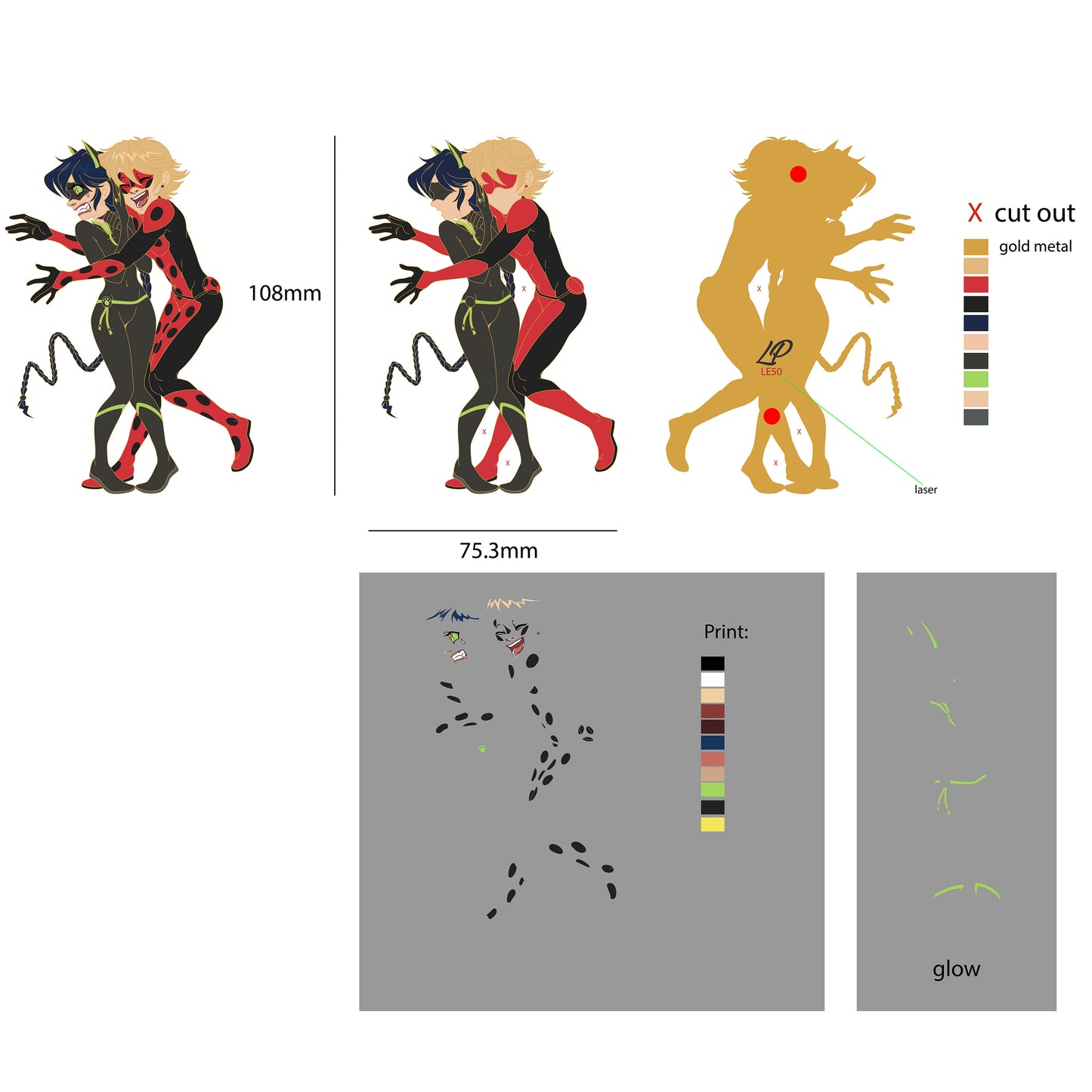Lady Noire Romantic Adventures hard enamel pins [SET] - PREORDER