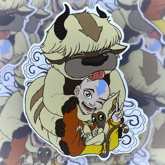 Aang the Animal Lover cut-out paper sticker 8x8cm